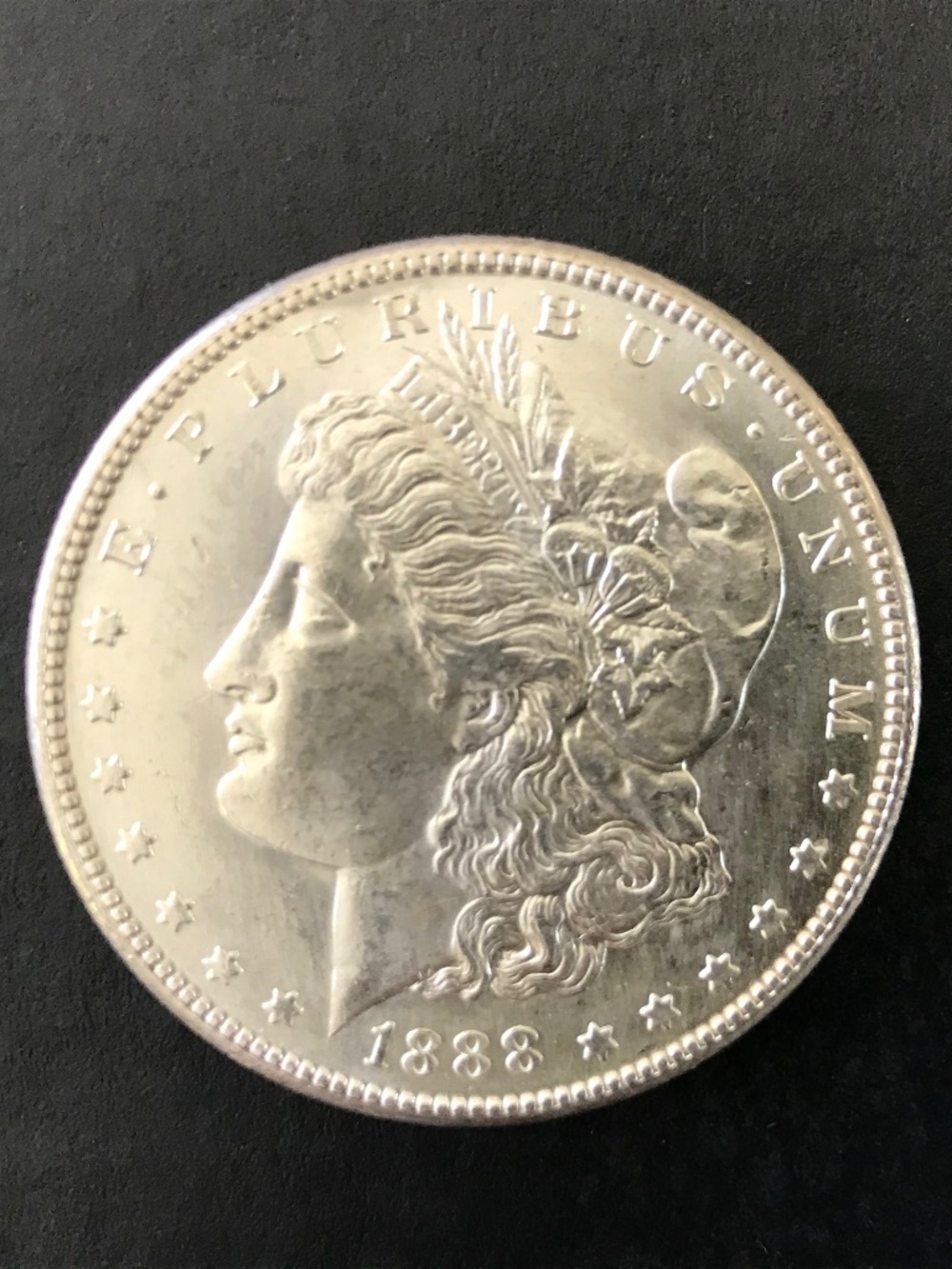 1888 S Morgan Silver Dollar, 90% Silver, Rare San Fran. Mint, Unc., ? Low MS